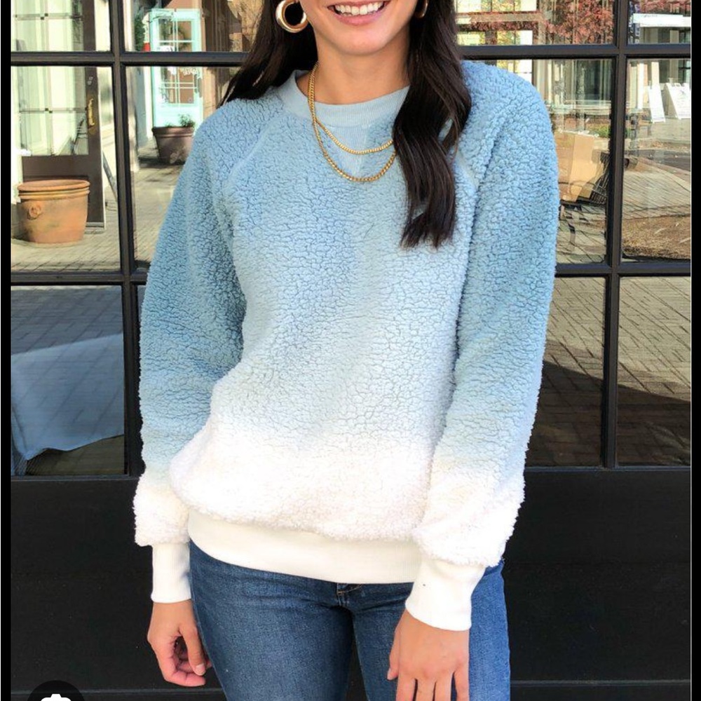 P.J. Salvage ombré blue Sherpa sweater xs
